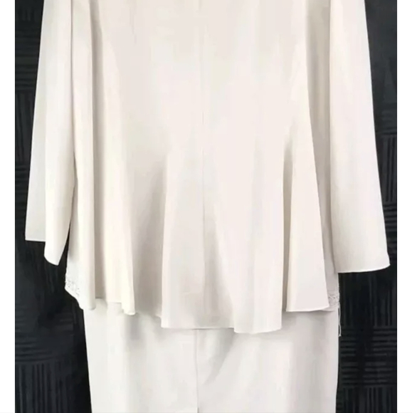 R & M Richards Dress & jacket 10 Beige Beaded VNeck Long Lined Mother Of Bride - Picture 4 of 14